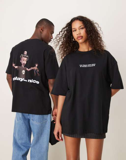 ASOS DESIGN - Unisex - Sort oversized T-shirt med 'Disney Pixar Toy Story'-print