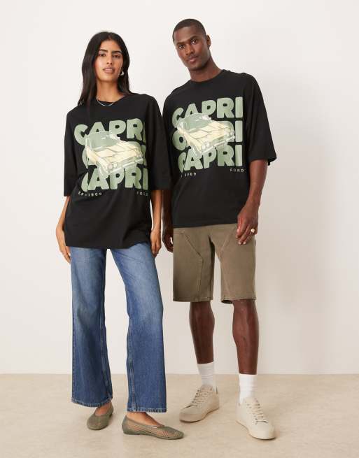 ASOS DESIGN - Unisex - Sort oversized T-shirt med 'Ford'-print