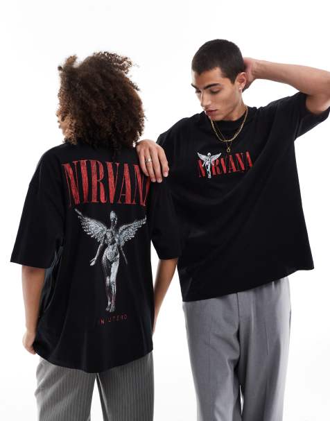 ASOS DESIGN - Unisex - Sort oversized T-shirt med licenseret Nirvana-engleprint - view 1