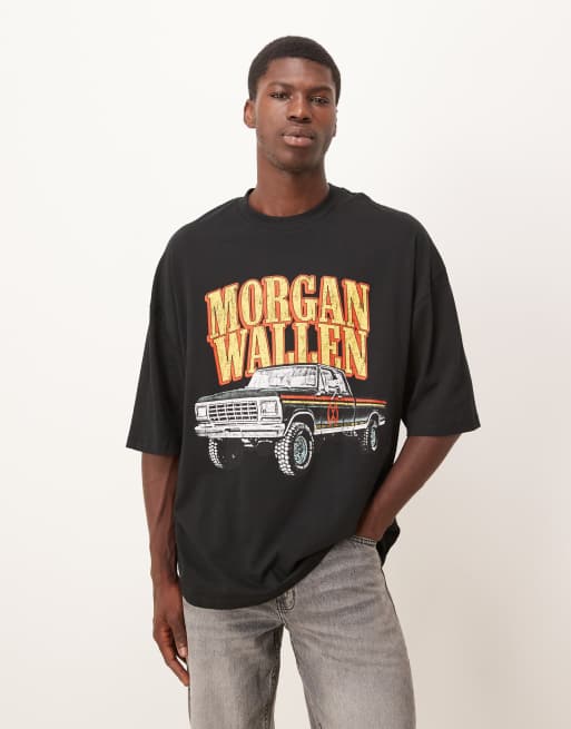 ASOS DESIGN - Unisex - Sort oversized T-shirt med 'Morgan Wallen'-print