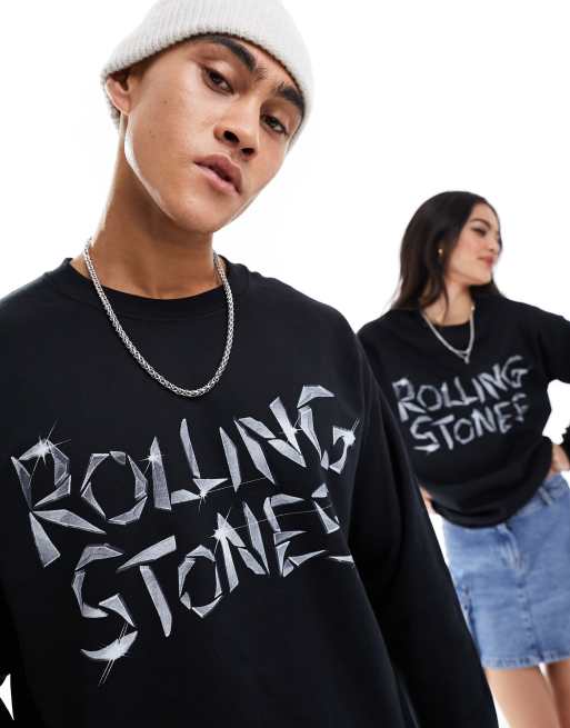 ASOS DESIGN – Unisex-Sweatshirt in Schwarz mit „The Rolling Stones“-Grafikaufdruck , 2 von 4