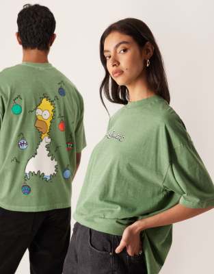 ASOS DESIGN - Unisex-T-Shirt in Dunkelgrün mit „THE SIMPSONS"-Print und Oversize-Schnitt