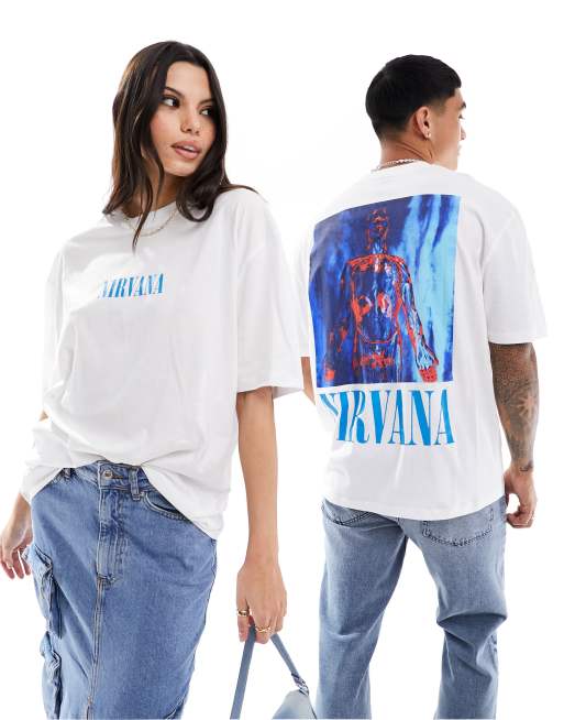 Asos Design Unisex T Shirt In Oversize Passform In Weiß Mit Nirvana