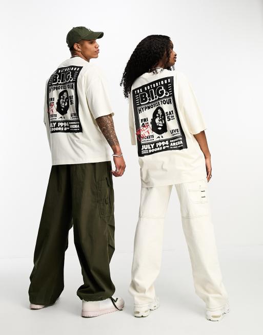 ASOS DESIGN – Unisex-T-Shirt in Oversize-Passform in Wollweiß mit Biggie-Smalls-Motiv, 3 von 4