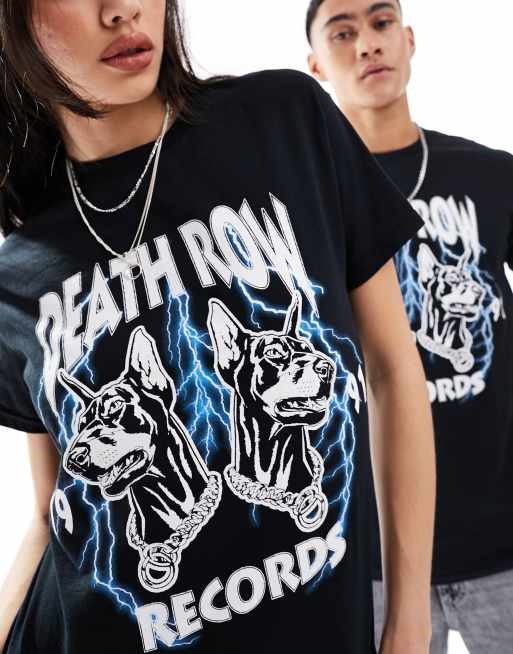 ASOS DESIGN Unisex T Shirt in Schwarz mit lizenziertem Death Row Records Aufdruck