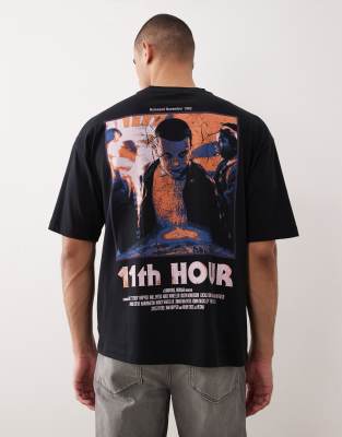 ASOS DESIGN - Unisex-T-Shirt in Schwarz mit Oversize-Passform und „Stranger Things"-Print