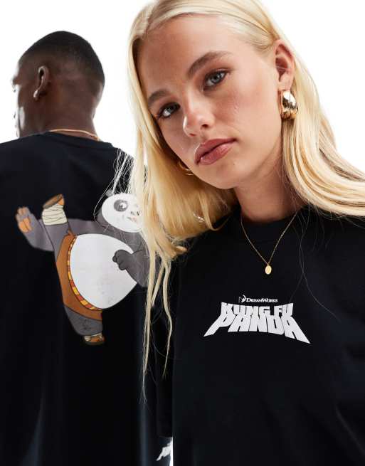 ASOS DESIGN – Unisex-T-Shirt in Schwarz mit Oversize-Schnitt und „Kung Fu Panda“-Prints, 4 von 4