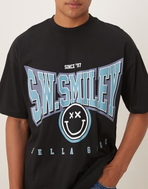 ASOS DESIGN – Unisex-T-Shirt in Schwarz mit „Smile“-Print und Oversize-Schnitt, 4 von 4