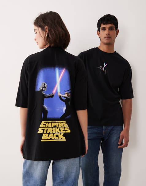 ASOS DESIGN – Unisex-T-Shirt in Schwarz mit Star-Wars-Print und Oversize-Passform - view 1