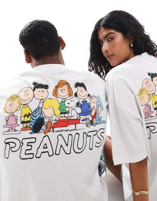 ASOS DESIGN Unisex T Shirt in WeiB mit lizenzierten Peanuts Snoopy Prints Oversize Schnitt ASOS