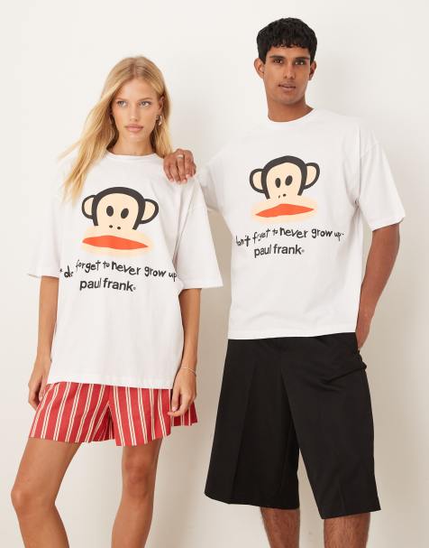 ASOS DESIGN – Unisex-T-Shirt in Weiß mit Oversize-Passform und „Paul Frank“-Prints - view 1