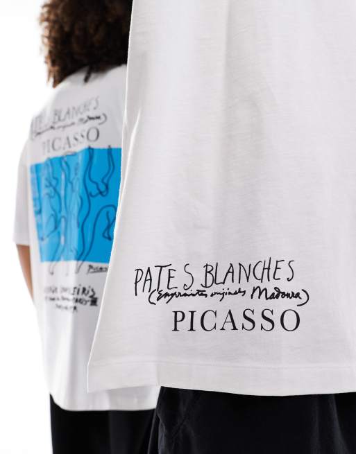 ASOS DESIGN – Unisex-T-Shirt in Weiß mit Picasso-Aufdruck und Oversize-Passform, 4 von 4