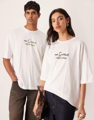 ASOS DESIGN - Unisex-T-Shirt in Weiß mit „THE SIMPSONS"-Print und Oversize-Schnitt