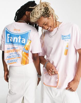 ASOS DESIGN unisex t-shirt with Fanta print in pink