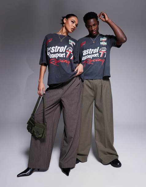 ASOS DESIGN - Unisex - Vasket sort oversized T-shirt med 'Castrol Racing'-print i firkantet pasform - view 1