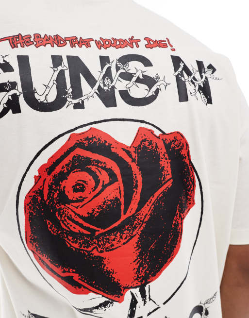 ASOS DESIGN – Unisex – Vit t-shirt i oversize med 'Guns N' Roses'-tryck, 2 av 4