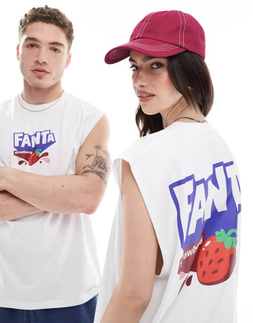 ASOS DESIGN – Unisex – Vitt linne i oversize med licenserat 'Fanta Strawberry'-tryck, 2 av 4