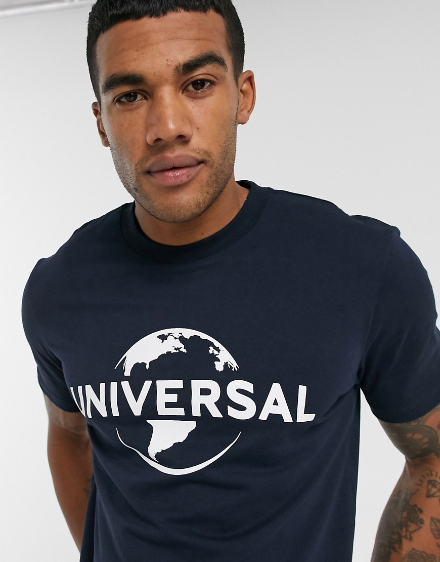 ASOS DESIGN Universal t-shirt with chest print-Navy
