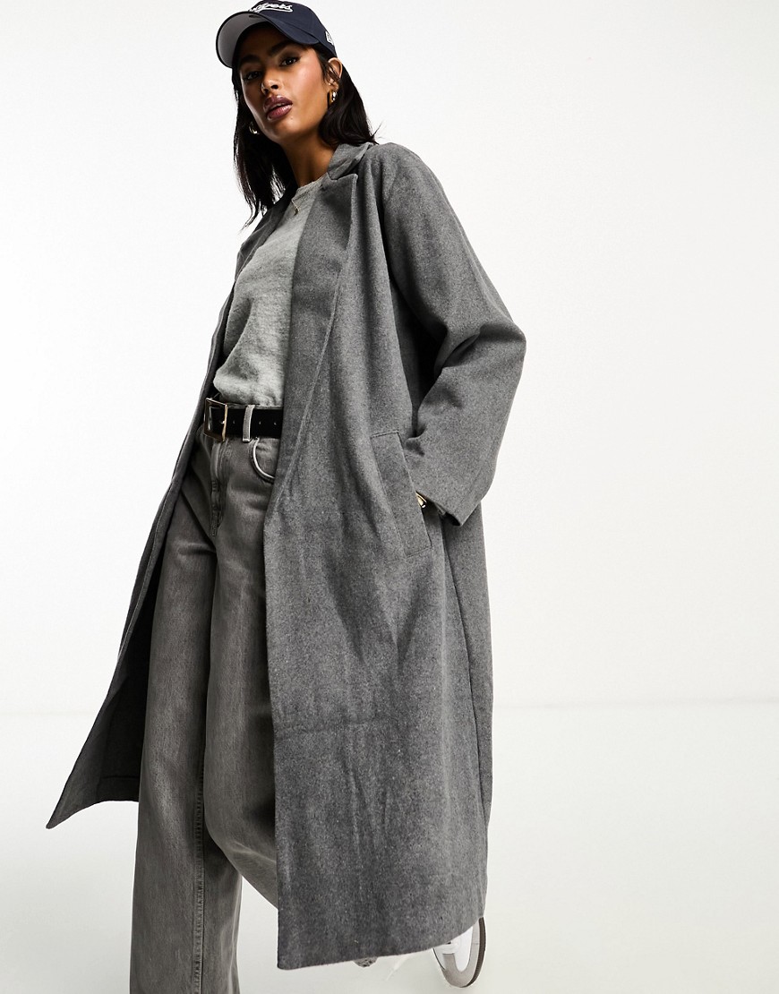 Asos Design Unlined Mid Length Coat In Pale Gray