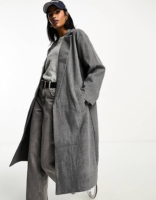 ASOS DESIGN unlined mid length coat in pale grey | ASOS