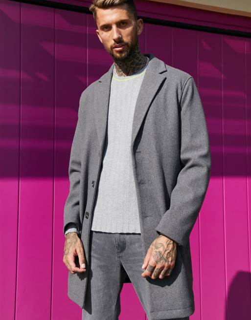 ASOS DESIGN unlined overcoat in gray