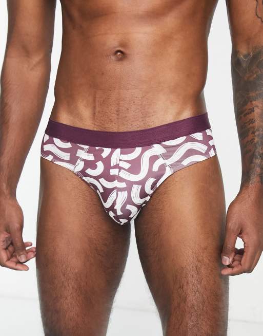 ASOS DESIGN – Unterhose in Burgunderrot mit Strichmuster