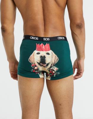 ASOS DESIGN Unterhose mit weinachtlichem HundePrint ASOS