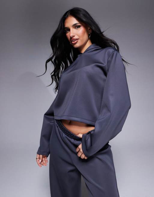 ASOS DESIGN – Łupkowoszara bluza z kapturem i rękawami typu kokon z tkaniny scuba, część zestawu