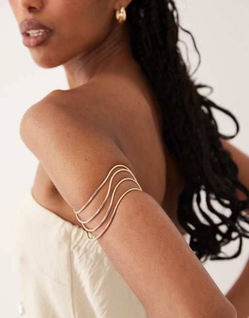 ASOS DESIGN upper arm cuff with wavy detail, 2 of 4