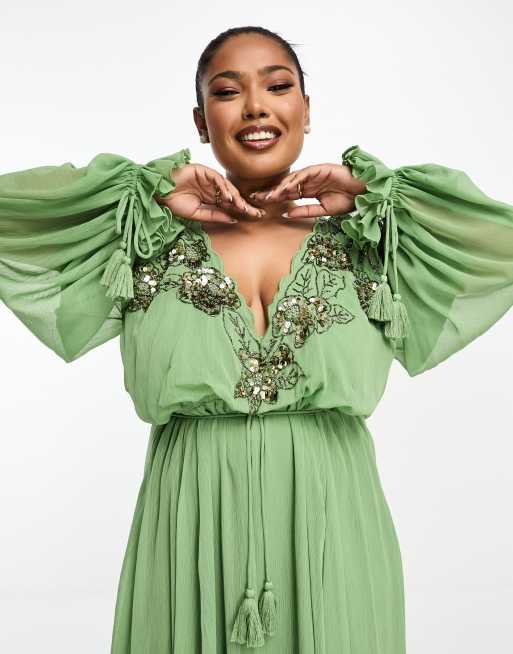 Asos curve outlet green dress