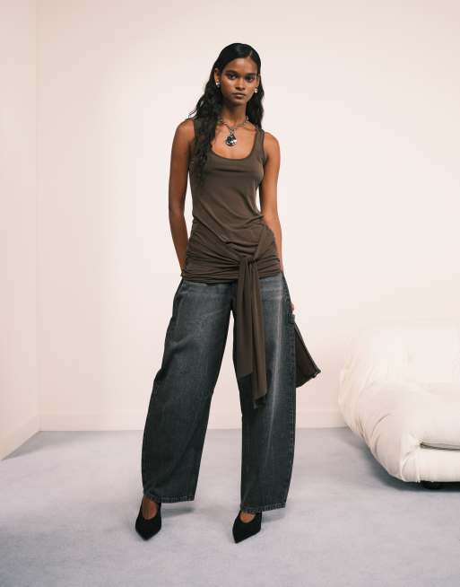 ASOS DESIGN utility barrel jeans in gray - part of a set
