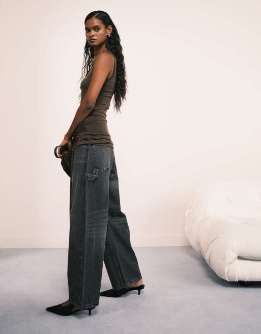 Wide Leg Jean Flare Asos ASOS DESIGN Utility Barrel Jeans In Grey (part Of  A Set) ASOS