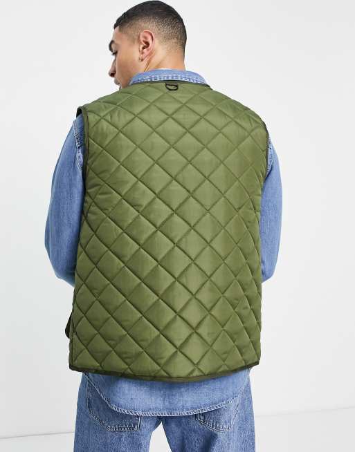ASOS DESIGN - Utility bodywarmer doorgestikt in ruitpatroon in kaki, 3 van 4