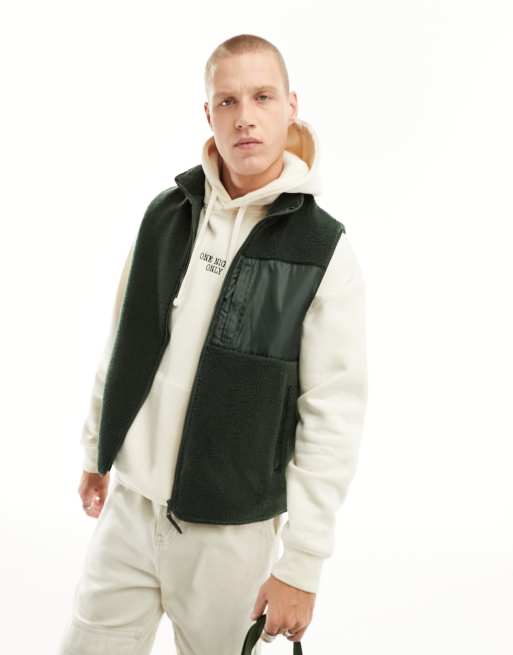 ASOS DESIGN - Utility bodywarmer met borg in donkergroen
