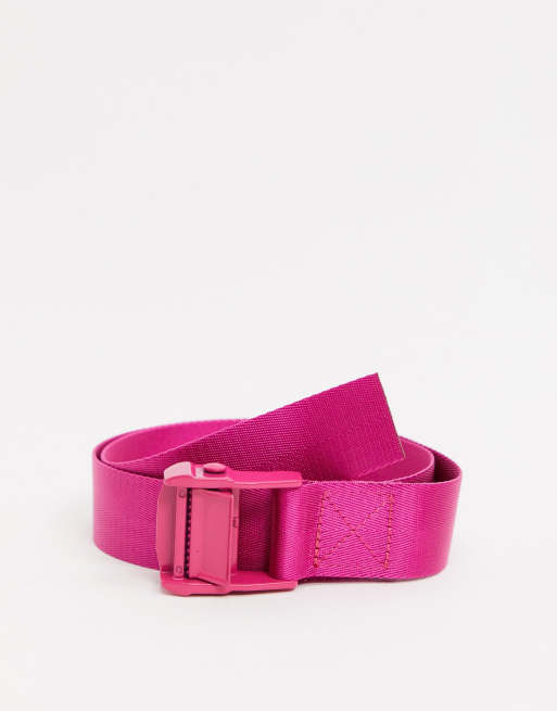 ASOS DESIGN utility buckle jeans belt in hot pink | ASOS