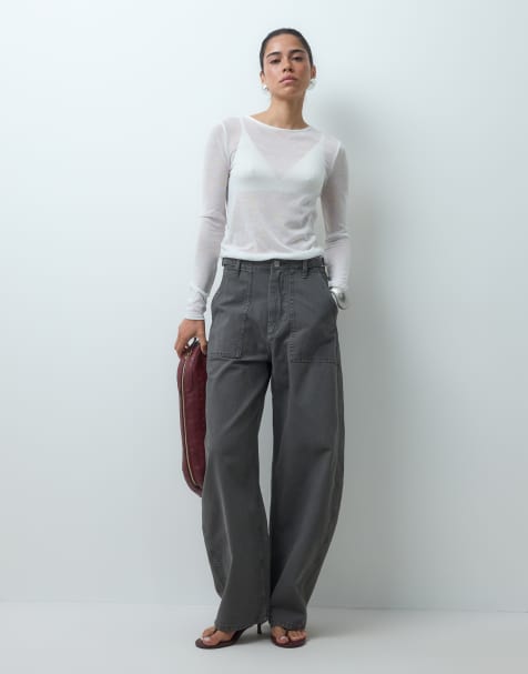 ASOS DESIGN utility cargo horn pants in washed grey - view 1