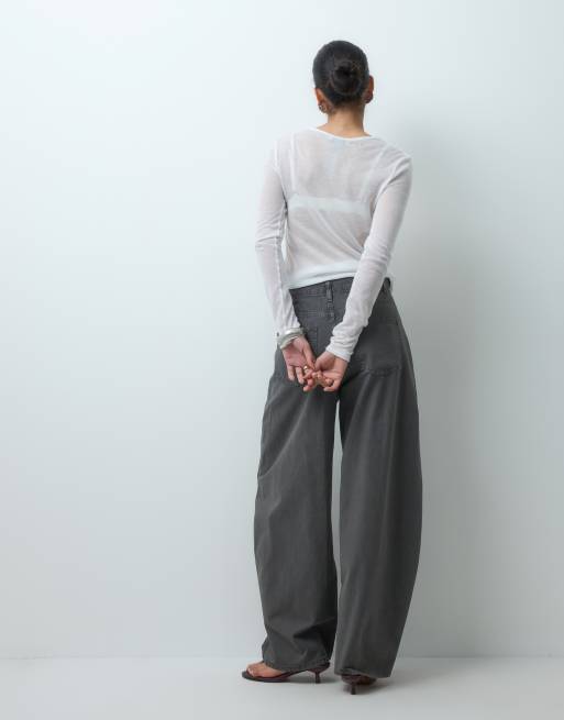 ASOS DESIGN utility cargo horn trouser in washed grey, 3 of 5