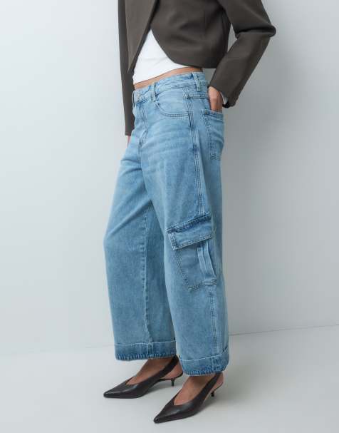 ASOS DESIGN Utility-Cargo-Jeans in hellblauem Denim - view 1
