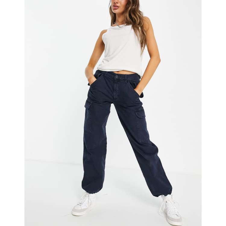 ASOS DESIGN utility cargo pants in navy