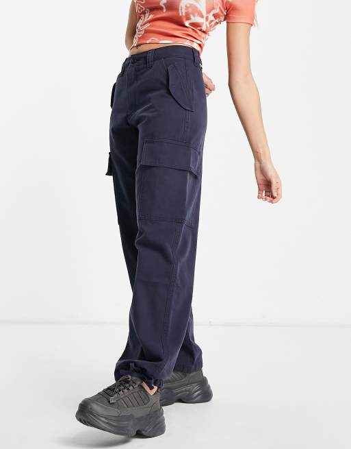 ASOS DESIGN utility cargo trousers in navy