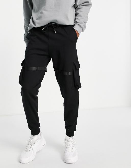 ASOS DESIGN utility cargo sweatpants with multi pockets & strapping