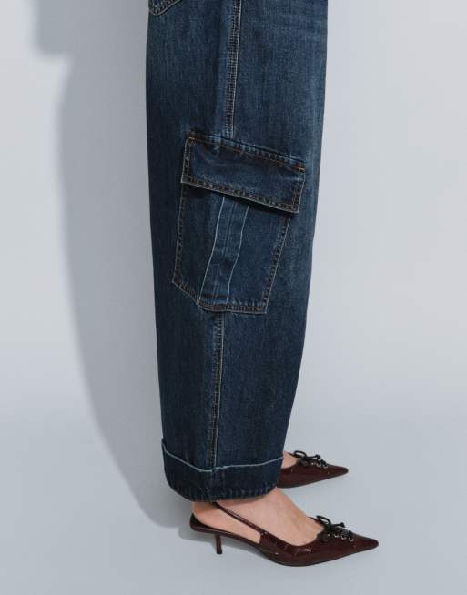 ASOS DESIGN utility cargojeans in middenblauw, 5 van 5
