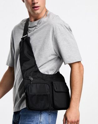 ASOS DESIGN utility cross body bag with pockets in black - ASOS Price Checker