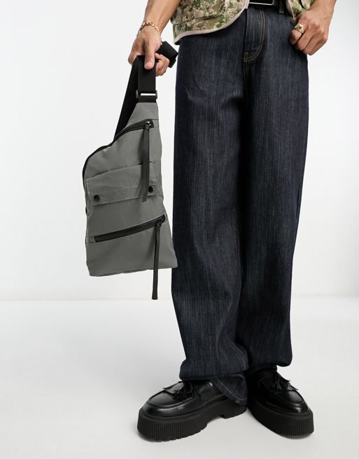 ASOS DESIGN utility crossbody bag with pockets in black