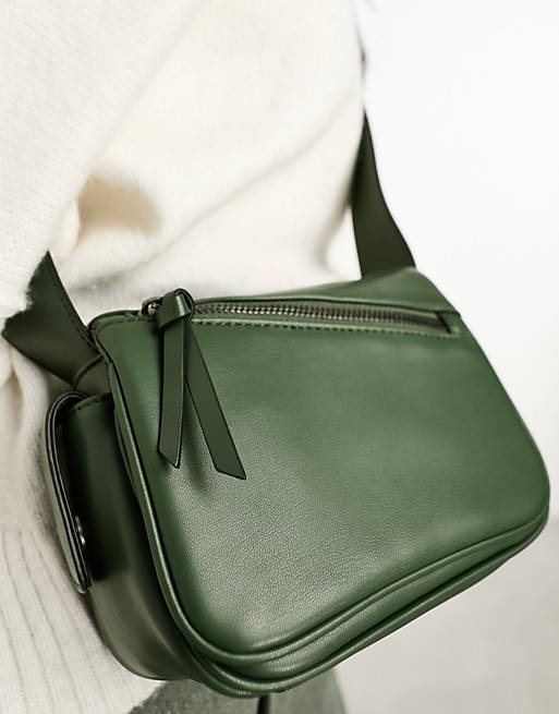 ASOS DESIGN crossbody bag with twisted top handle in green