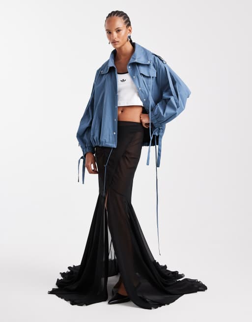 ASOS DESIGN utility funnel neck jacket in gray