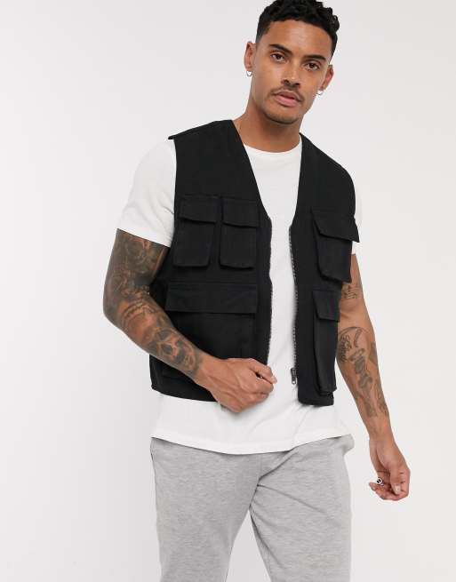 ASOS DESIGN utility gilet in black