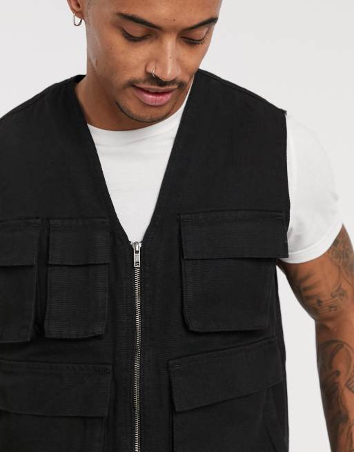 ASOS Design Vinyl Gilet in Black