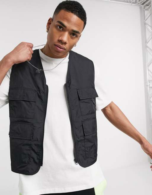 Asos Design Utility Gilet In Black Asos