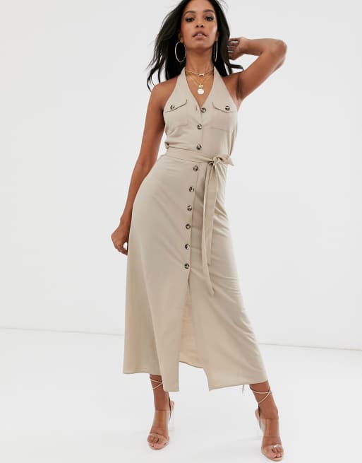 ASOS DESIGN utility halterneck maxi dress | ASOS